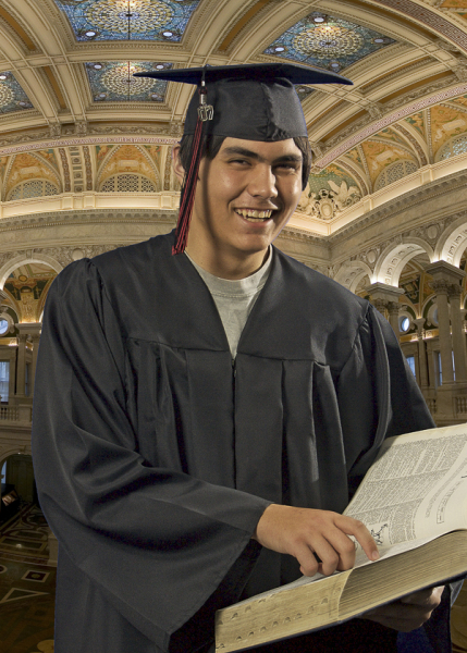 Grad With Library of Congress Composite Background